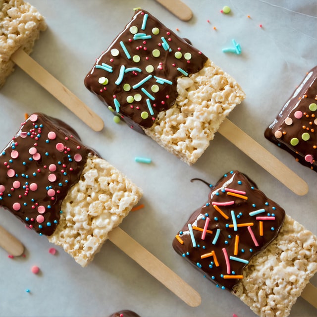 Chocolate dipped rice cake